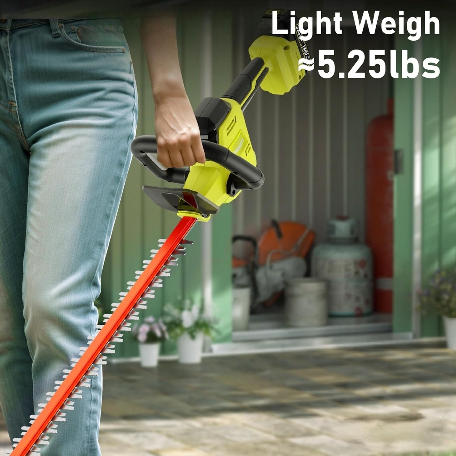 22 inch Hedge Trimmer Cordless with 2 Battery and Charger, 20V Handheld Electric Hedge Cutter with Dual-Action