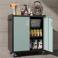Gray & Black Metal Garage Cabinet with Wheels, Lockable 2-Door