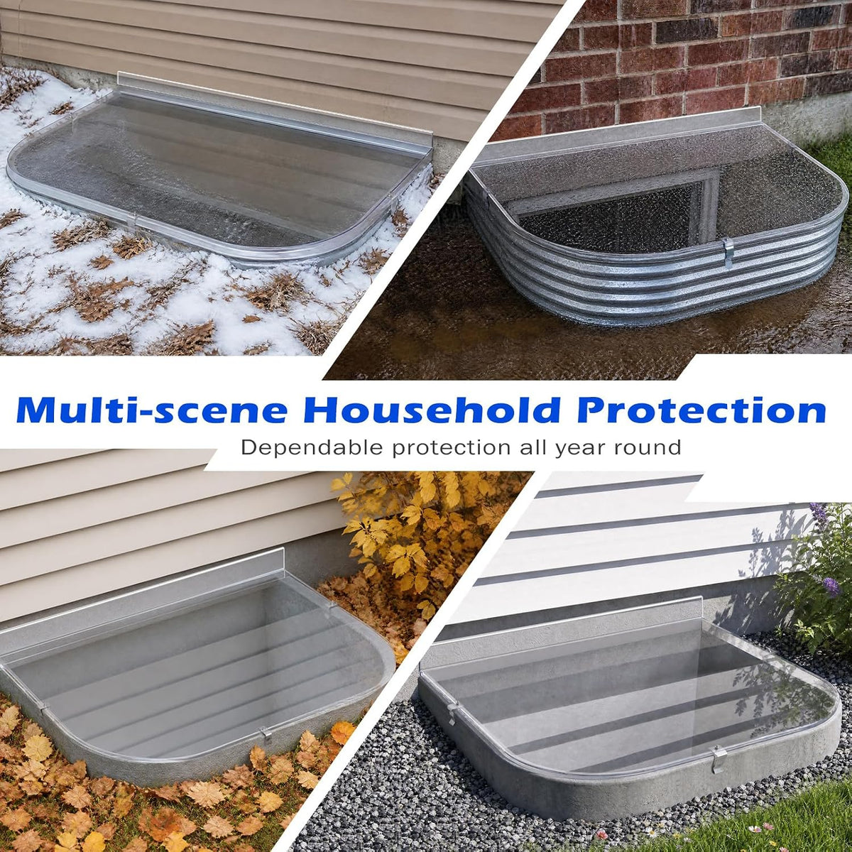 59" x 38" Clear Polycarbonate Window Well Cover, Egress & Animal Guard
