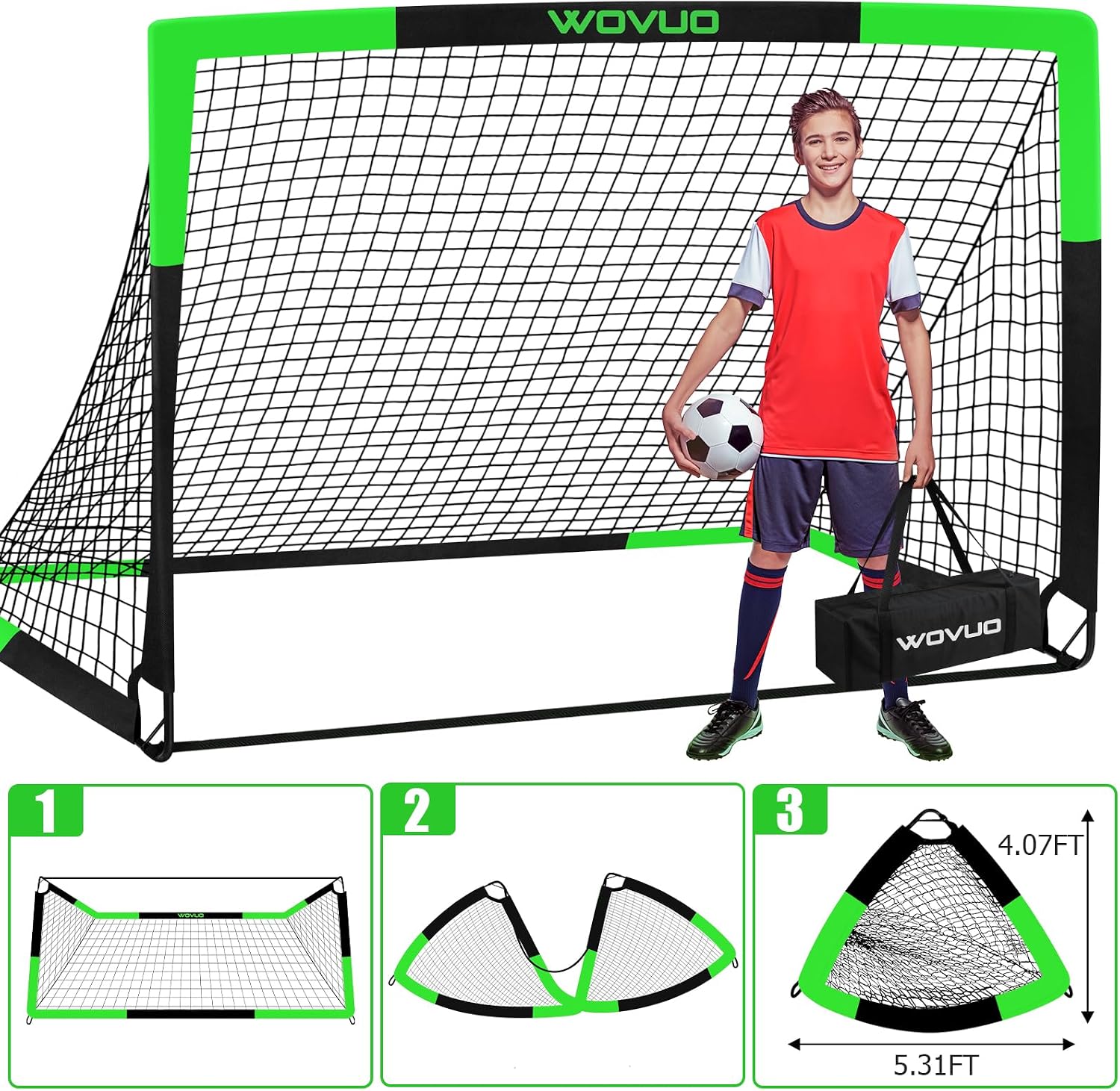 Kids Soccer Goals for Backyard Set of 2, 6x4 ft Portable Toddler Soccer Goal Training Equipment with Soccer Target