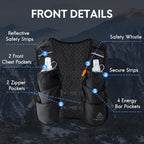 5L Trail Running Hydration Vest with Soft Flasks, Black, M