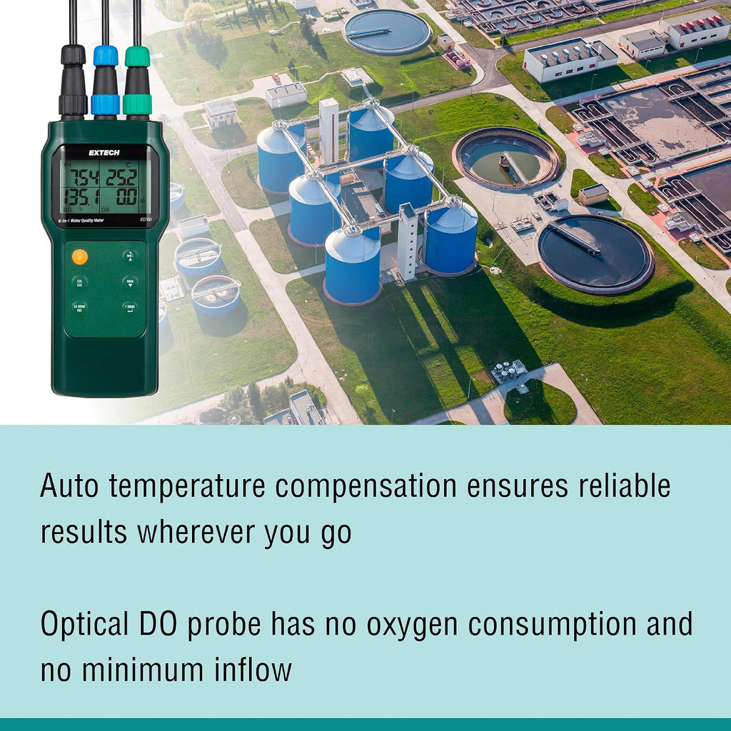 Extech EC700 6-in-1 Water Quality Meter with 3 Probes, Optical DO