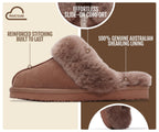 100% Genuine Leather Natural Fur-Lined Womens Clog Slippers