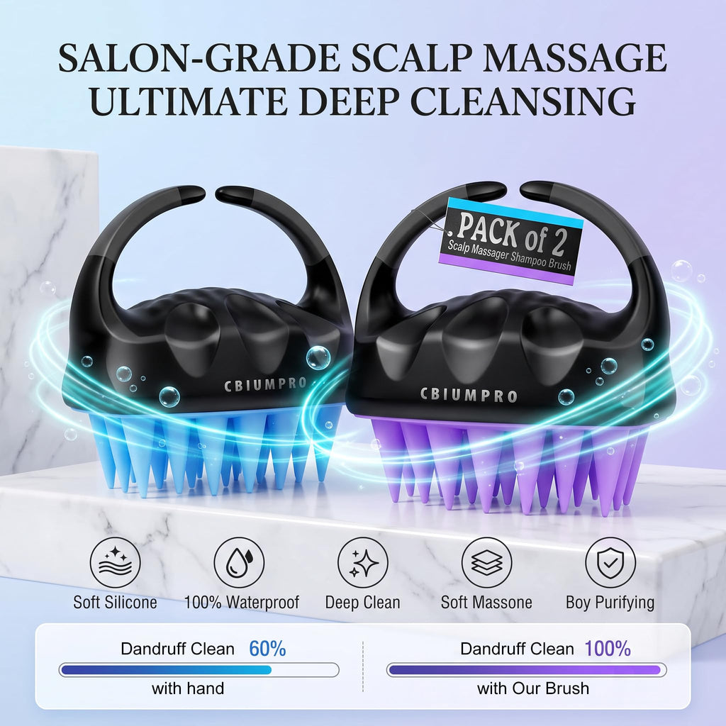 2 Pack Scalp Massager Shampoo Brush Scrubber Exfoliator
