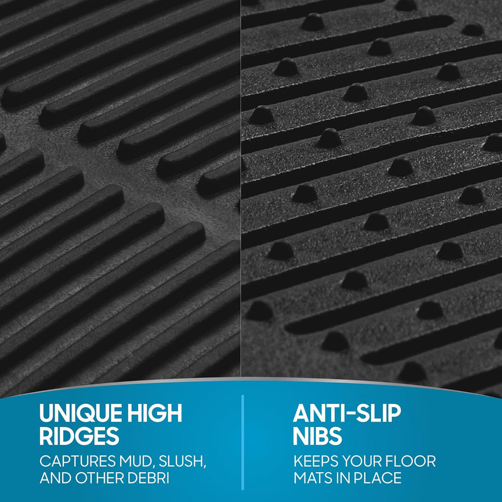 Floor Mats, 4-Piece All-Weather Car Mat with Universal Fit Design, Durable Rubber Car Floor Mats with Capture Ridges
