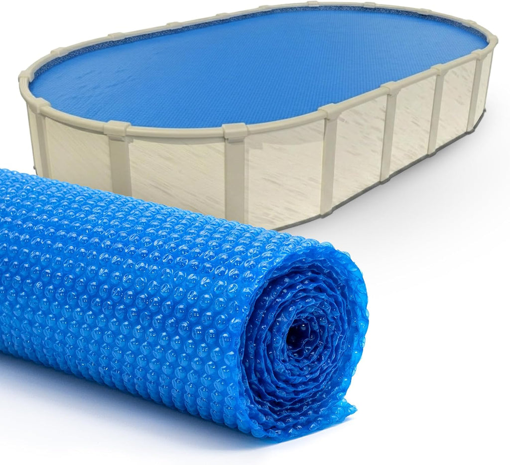 Blue 12 ft x 20 ft Oval Pool Solar Cover | 8 Mil | Heat Retaining Blanket for Inground and Above Ground Swimming