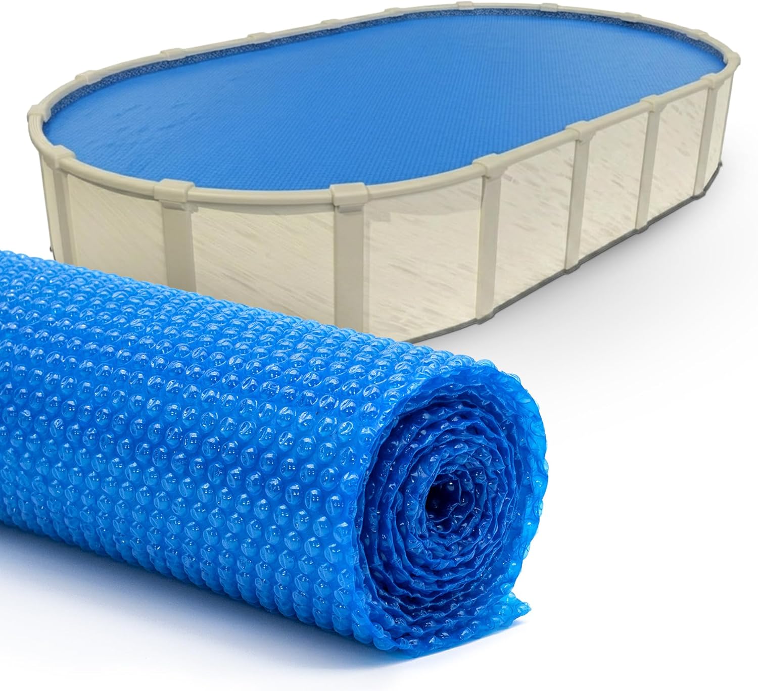 Blue 12 ft x 20 ft Oval Pool Solar Cover | 8 Mil | Heat Retaining Blanket for Inground and Above Ground Swimming