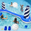 Large Inflatable Pool Games Volleyball Net Pool Float Set | 19" Beach Ball, Lighthouse Design, Floating Swimming