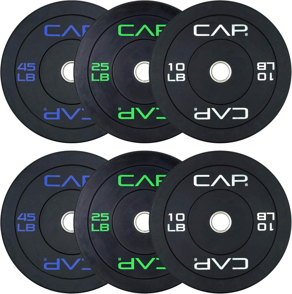 2-inch Olympic Bumper Plate Weight Set | 100-370 lbs | Multiple Colors | Storage Rack Optional