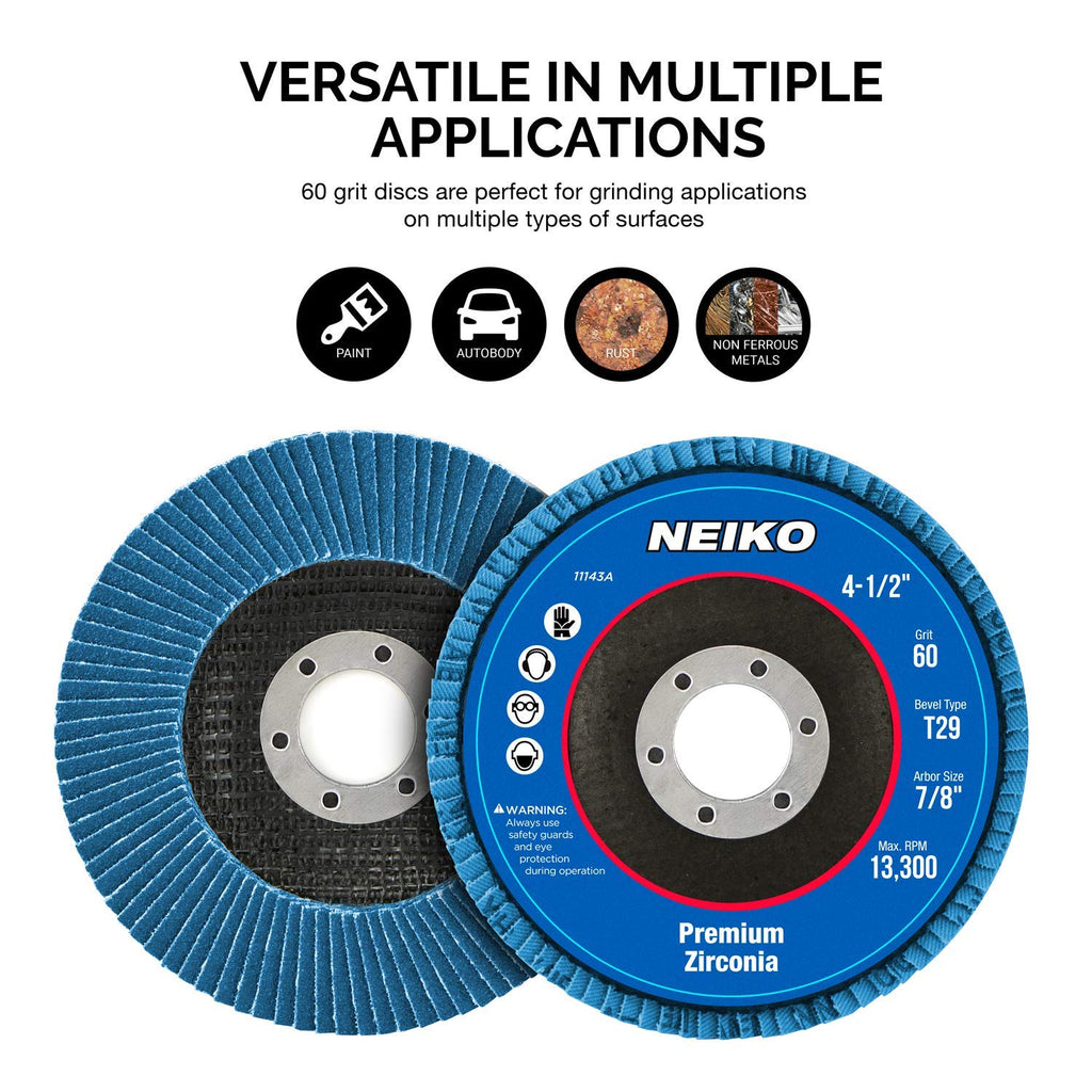 11143A 10 Pack Zirconia Flap Discs 4-1/2 for Angle Grinder, 60 Grit Flapper Wheel, Angled T29 Grinding Wheel 4.5