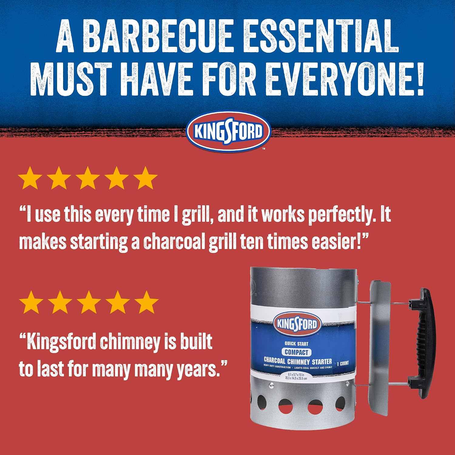 Compact Charcoal Chimney Starter for Grills and BBQs