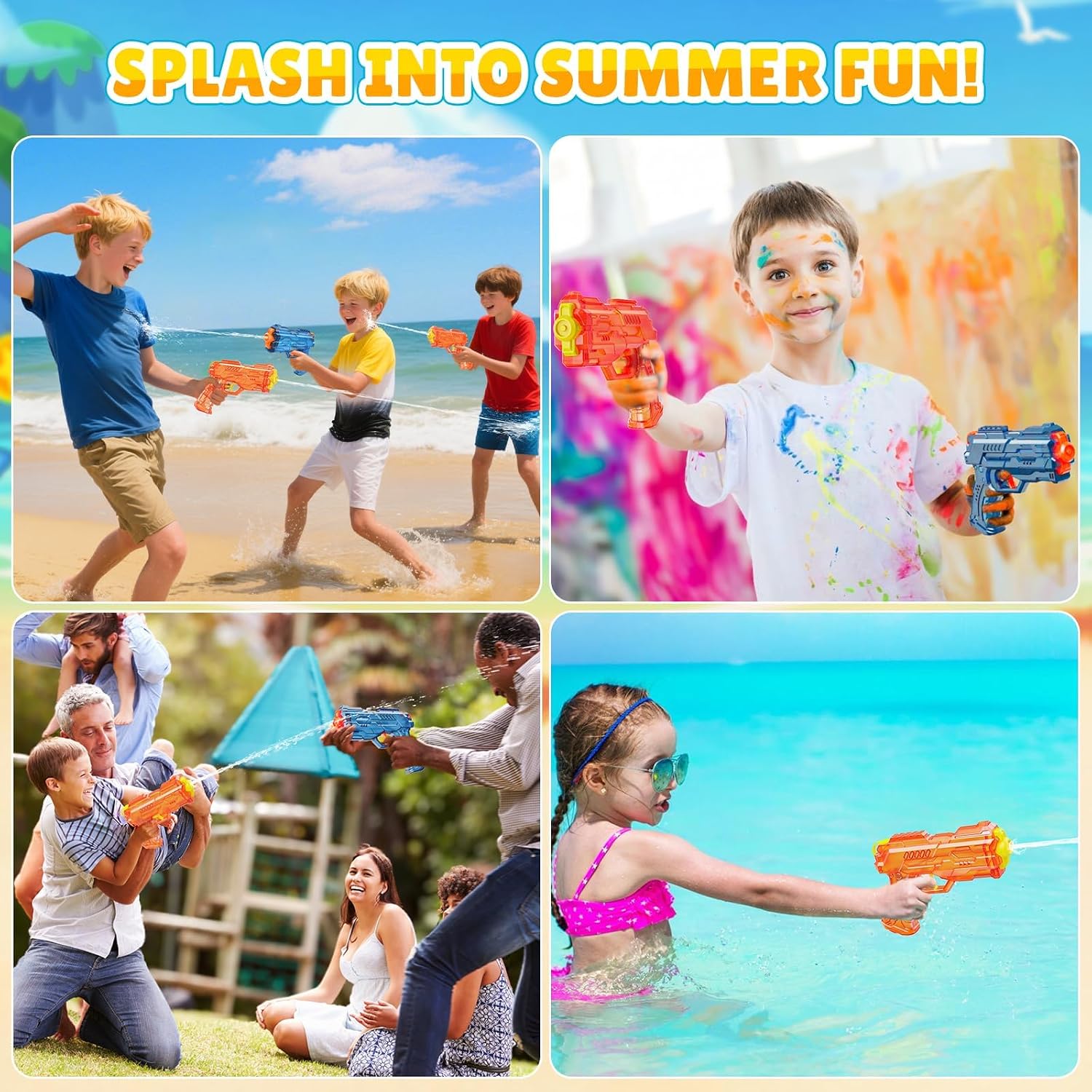 Water Gun Squirter for Kids Squirt Gun 2 Pack | Summer Super Water Blaster Shooters Soaker, Small Toys for Boys Girls