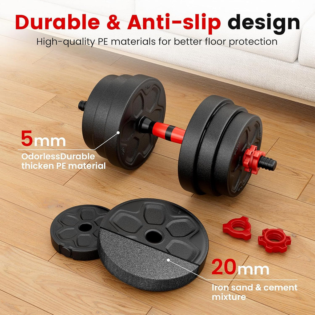 Adjustable Dumbbell Set, 20/33/45/70/90lbs Free Weight Set with Connector, 4 in1 Dumbbells Set Used as Barbell