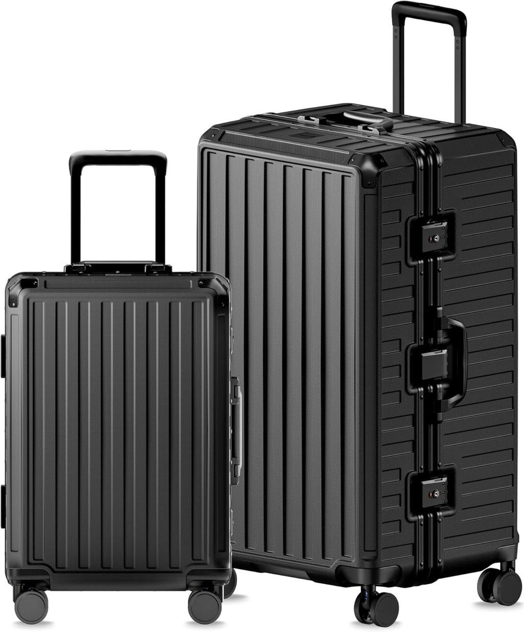 Luggage Sets with Spinner Wheels, 8010S Aluminum Frame Zipperless Polycarbonate Hard Shell Suitcase Sets (ZX-Core