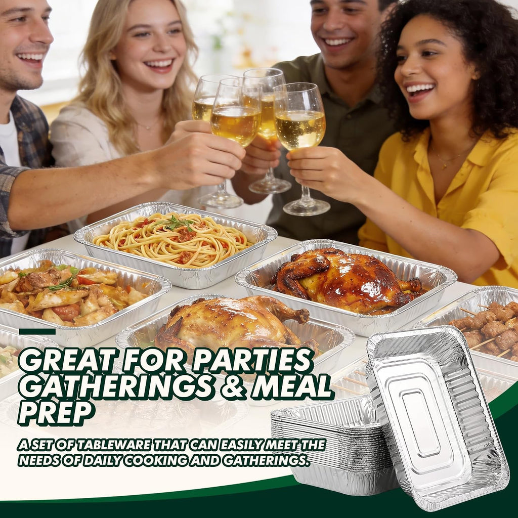 9x13 Aluminum Foil Pans 30 Pack, Disposable Baking Pan for Roasting