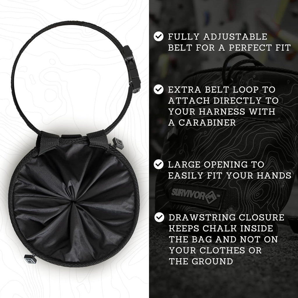 Chalk Bag for Rock Climbing, Bouldering, Weightlifting, and More