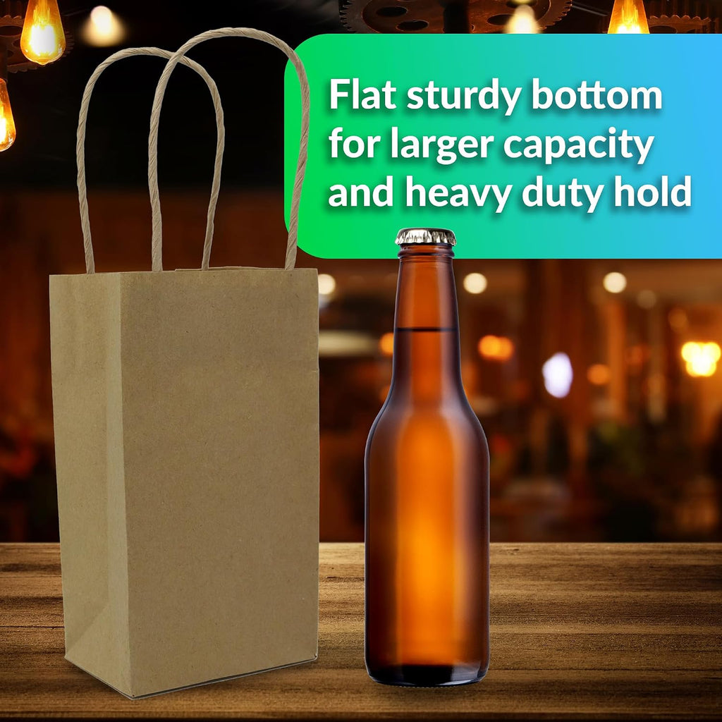 Brown Paper Bags with Handles | 55 Pack Kraft Bulk