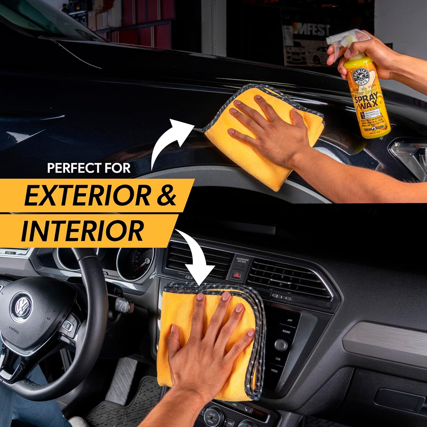 Professional Grade Premium Microfiber Towels for Cars, Gold, 16" x 16", Ultra-Soft and Scratch-Free Car Detailing