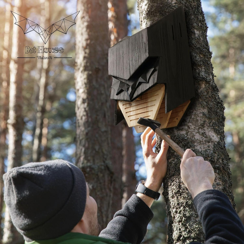 Caped Hero Bat House for Outdoors - Wooden Large Three Chamber Box Perfectly Designed to Attract Bats