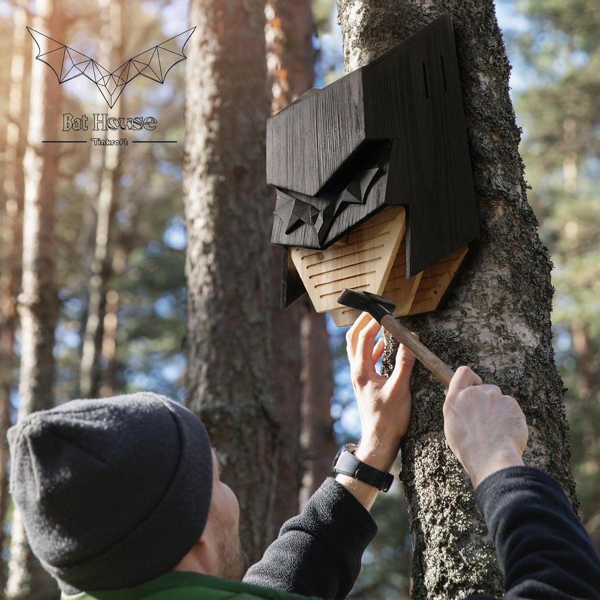 Caped Hero Bat House for Outdoors - Wooden Large Three Chamber Box Perfectly Designed to Attract Bats