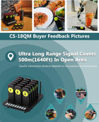 Long Range Wireless Restaurant Pager System,2000Ft Coverage with Vibration & Flashing Alert, Ideal for Food Trucks