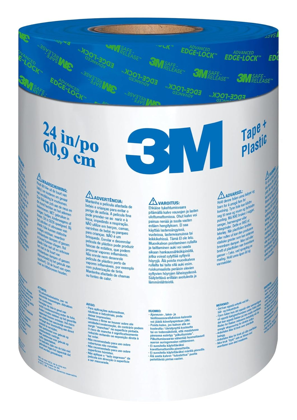 Pre Plastic Painters Tape, 24 in x 30yd, Tape & Masking Film Combined in One Product, Static Cling to Stay in One