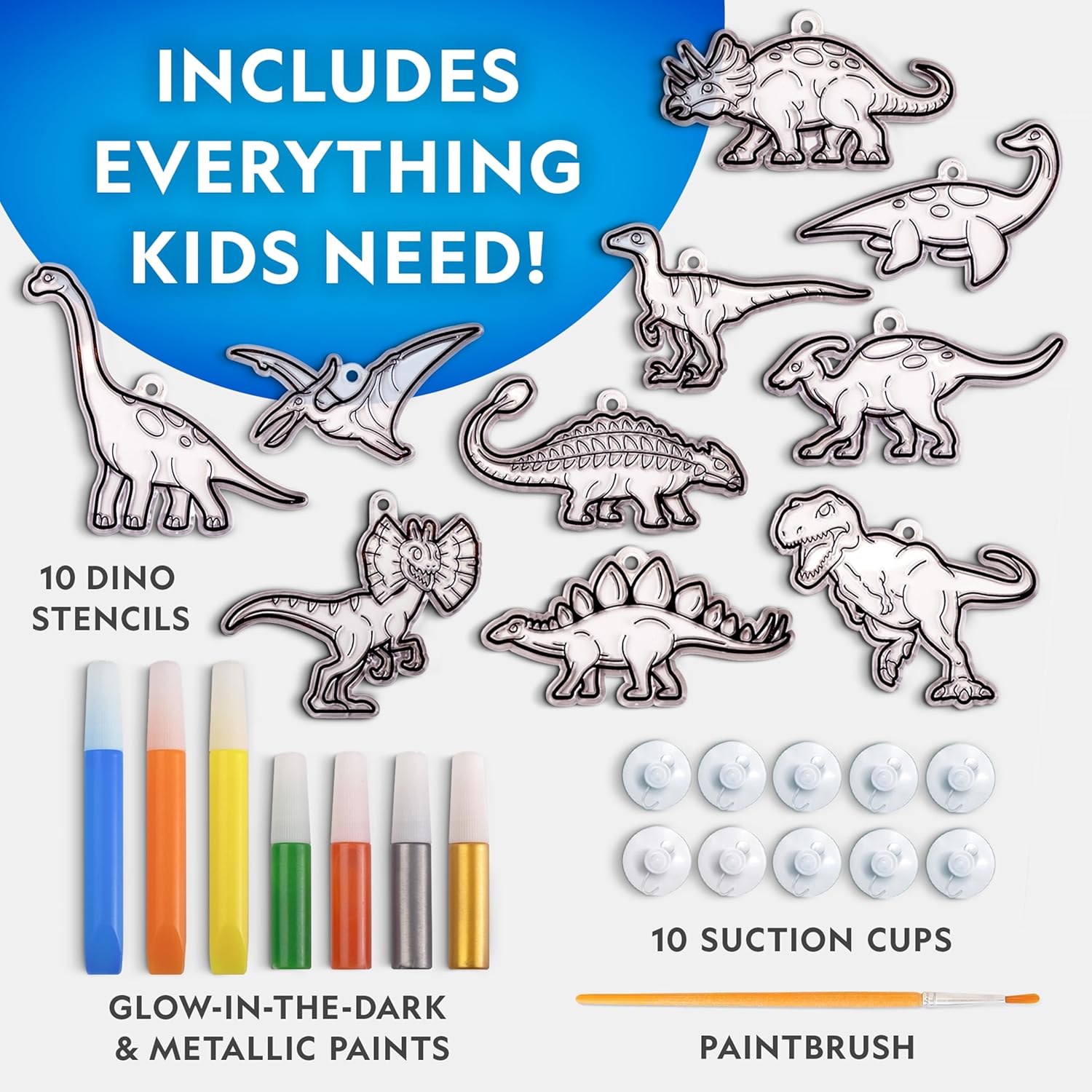 National Geographic Dinosaur Stained Glass Suncatcher Craft Kit for Kids | Glow-in-the-Dark Dinosaur Toy, Window Art