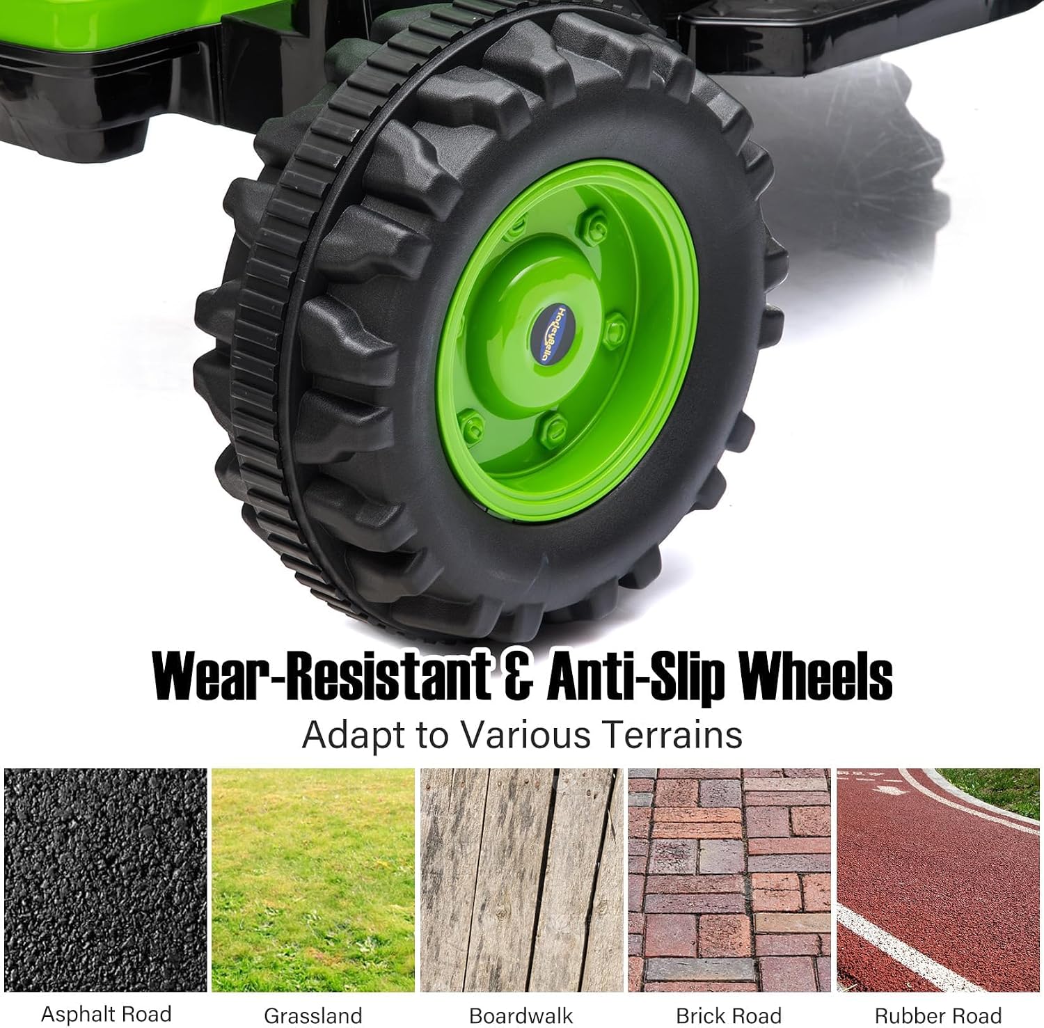Kids Ride On Tractor with Trailer, 12V Battery Powered Electric Tractor with Remote Control, Music, USB, Led Lights