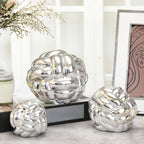 Wenqik Silver 3 Pcs Knot Decor Chain Link Living Room Decor, 3 Sizes