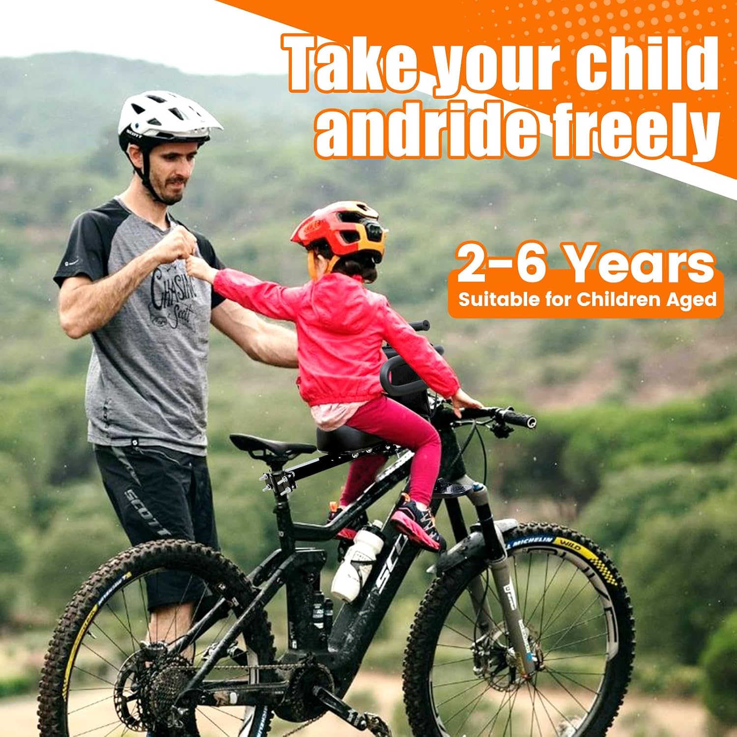 Kids Bike Seat Front Mounted and Handlebar Child Bike Seat Detachable Front Mounted Toddler Bicycle Seats Bicycle