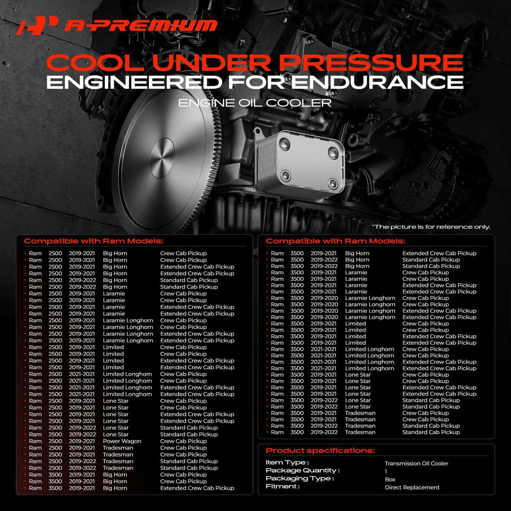 A-Premium Transmission Oil Cooler Compatible with Ram