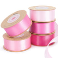 Pink Satin Ribbon Set 1" x 50 Yards, 5 Rolls