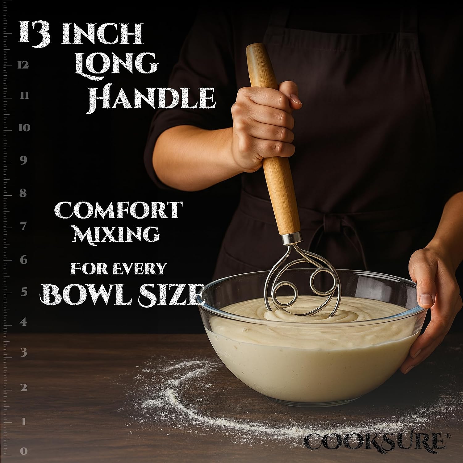 Danish Dough Whisk & Bread Lame Set for Sourdough Bread – Wooden Handle Dough Whisk Mixer and Bread Scoring Tool