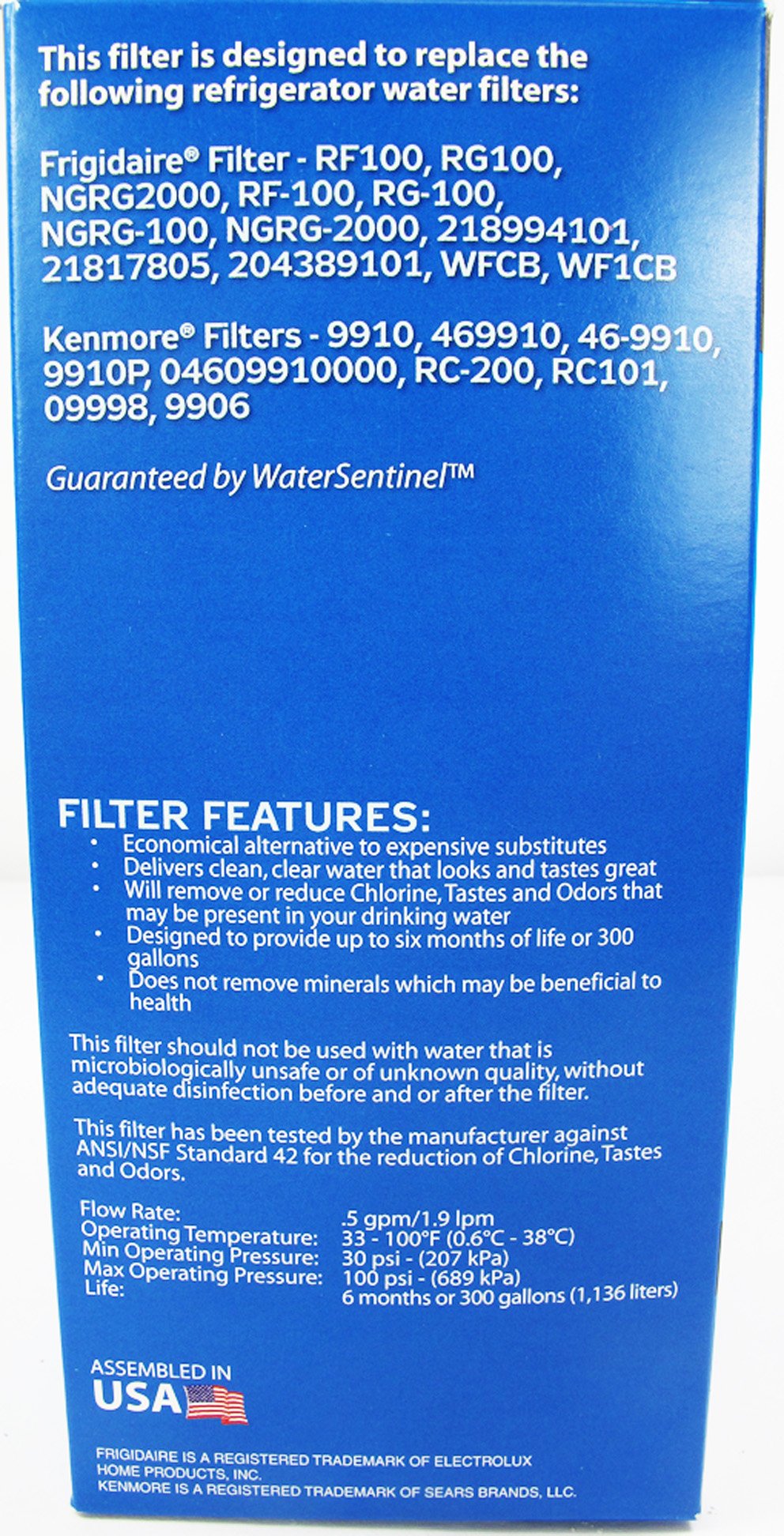WaterSentinel WSF-2 Refrigerator Replacement Filter: Fits WF1CB Filters