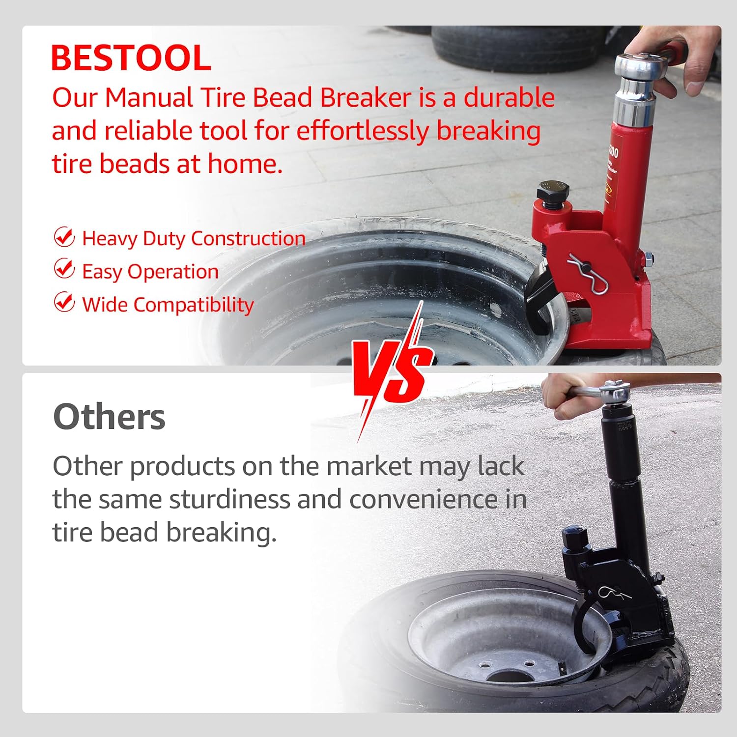 BESTOOL Manual Tire Bead Breaker with Bead Clamp for ATV & Tractor Tires