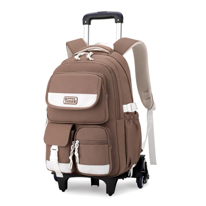 Kids Rolling Backpack for Girls, Boys Roller Backpack with Wheels, Solid-color Trolley Bags Wheeled School Bookbag on