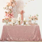 OQSQ Rosegold Rectangle Sequin Tablecloth - 60x102 inch, Glitter Drape Table Cloth, Sparkle Sequence Table Overlays