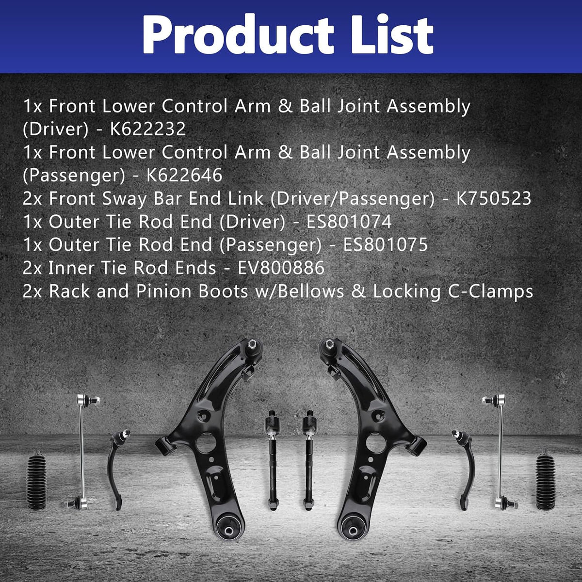 Control Arm, 10Pcs Suspension Kit for 2011-16 Hyundai Elantra