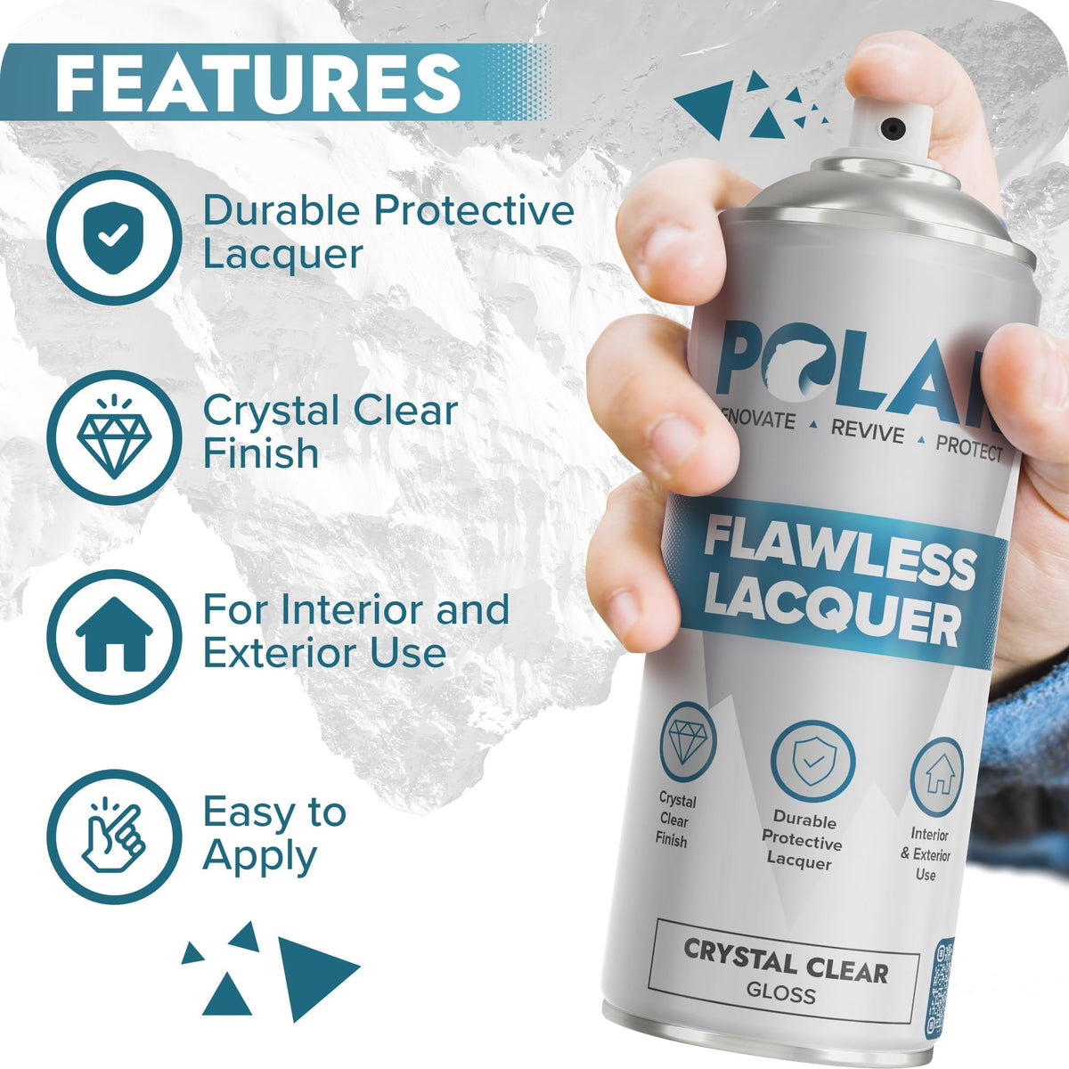 Polar Flawless Lacquer Spray - Clear Coat Spray Paint - Gloss - 4x400ml