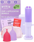 2 Menstrual Cups and Applicator Bundle - No Metals or Toxins - 100% Medical-Grade Silicone - Softest Reusable Period