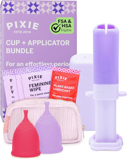 2 Menstrual Cups and Applicator Bundle - No Metals or Toxins - 100% Medical-Grade Silicone - Softest Reusable Period