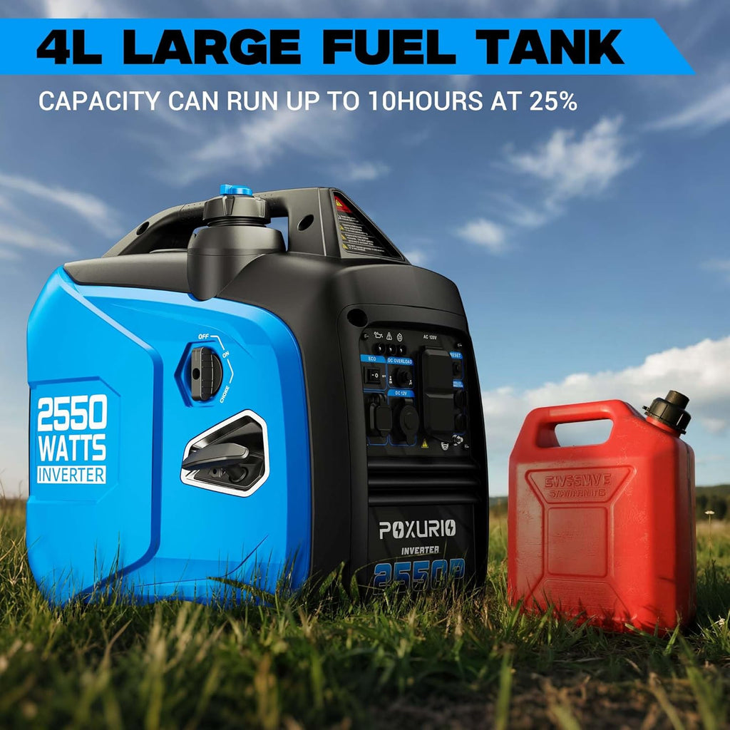 2550-Watt Portable Inverter Generator for Home Use, 1.06Gallon Large Fuel Tank Up to 10 Hours Use, 120V Gas Powered