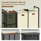 4 Section Laundry Cart, 52.8 Gal. (200L) Laundry Hamper with Lid, Laundry Basket with Wheels, Rolling Laundry Sorter