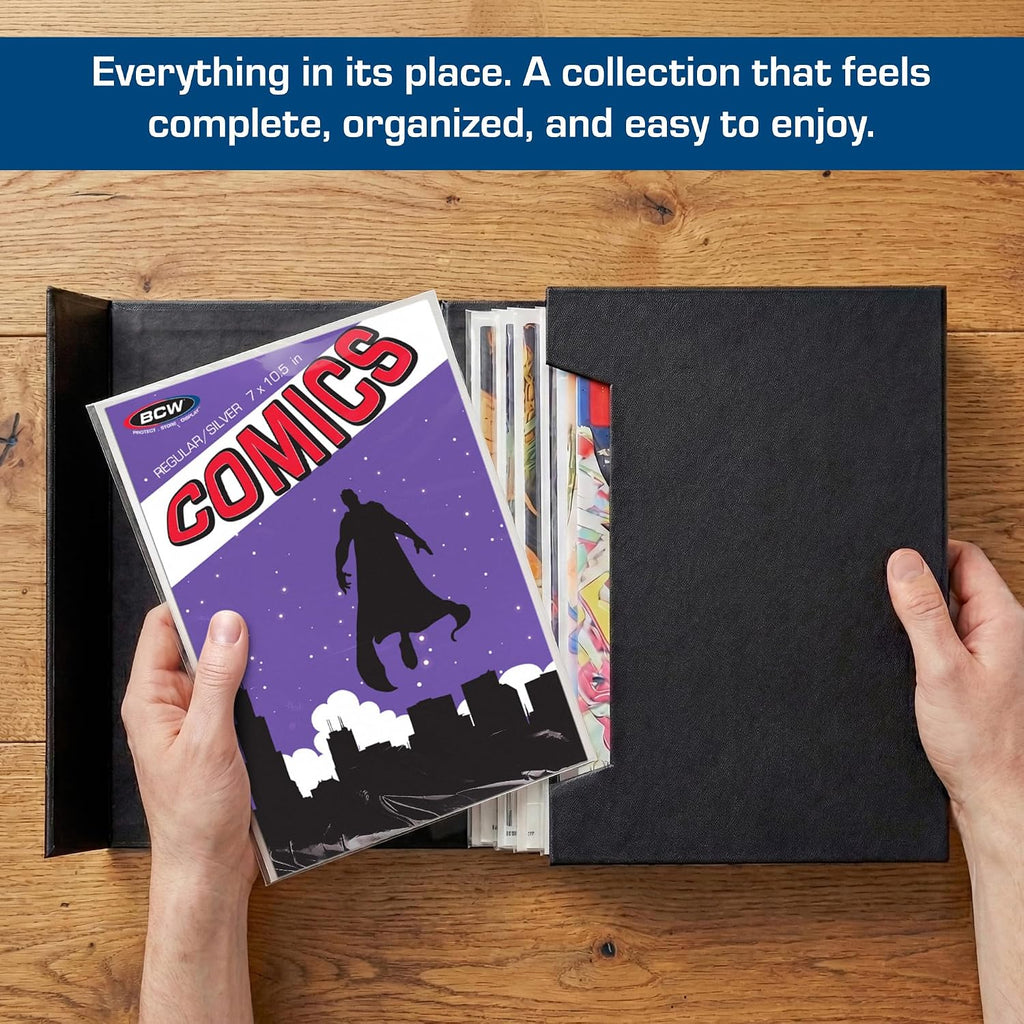 Comic Book StorFolio Kit – Includes Magnetic Comic StorFolio + 50 Silver Age Premade Resealable Comic Book Bags and
