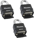 MasterLock 1178D Combination Padlock, Die Cast Body, 3 Pack Black/Silver (Keyed Different)