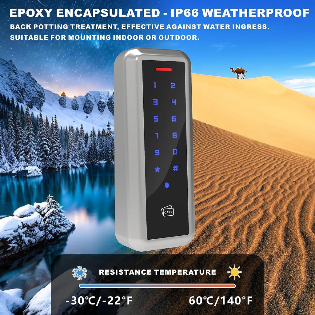 Metal RFID Door Access Control Keypad with Wiegand 26 bit Output | Touch Keypad Waterproof for Rental Home Office
