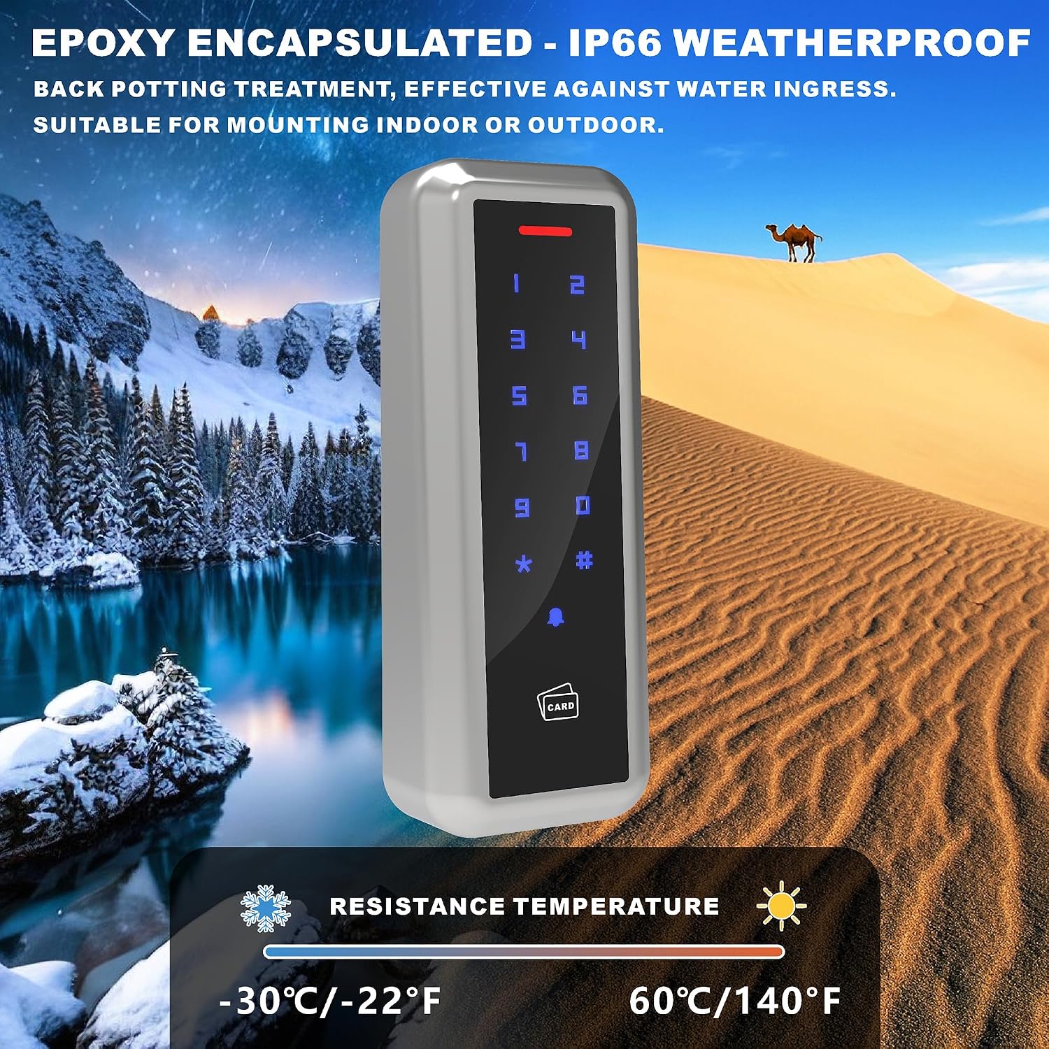 Metal RFID Door Access Control Keypad with Wiegand 26 bit Output | Touch Keypad Waterproof for Rental Home Office