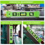 9 Inch Torpedo Level, Magnetic Bubble Level with 45°/90°/180° Bubble Vials, Shock Resistant Leveler Tool for Measuring