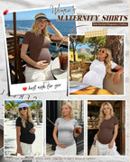 4 Pack Women's Short Sleeve Maternity Tops, 4-Color, Small