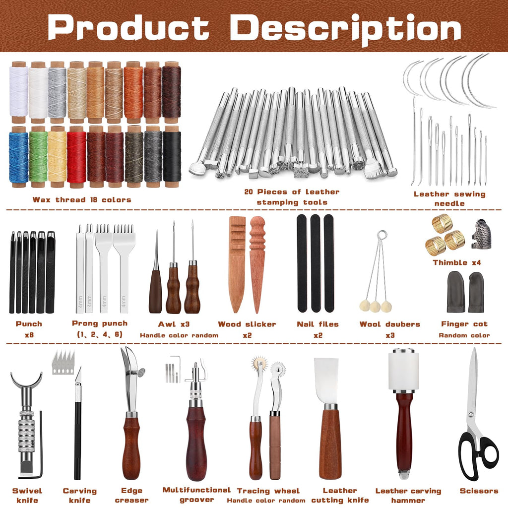 Leather Working Tool Leatherworking Tool Kit for Carving Punching